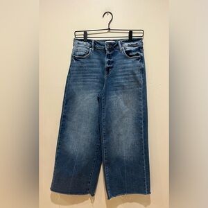 Bohme Mid Blue Wide Leg Raw Hem Jeans